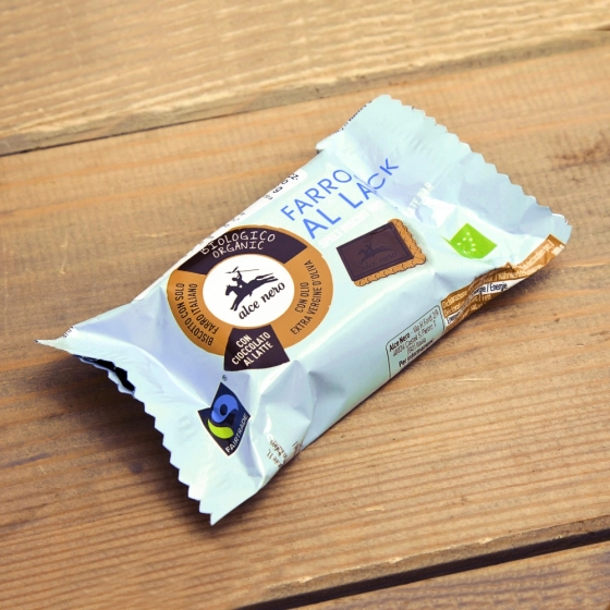 Alce Nero Herbatniki orkiszowe z mleczną czekoladą fair trade BIO 28g NV