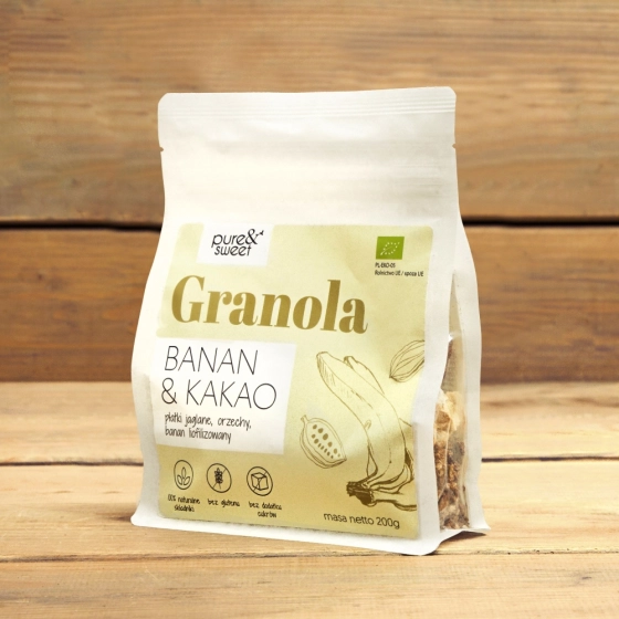 Pure&Sweet Granola Banan-Kakao BIO 200g NV