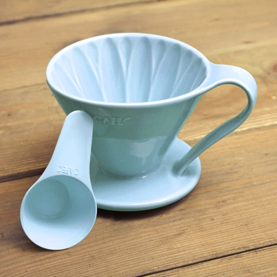 CAFEC Dripper ceramiczny Arita Flower pojemność 4 filiżanki kolor niebieski materiał ceramika