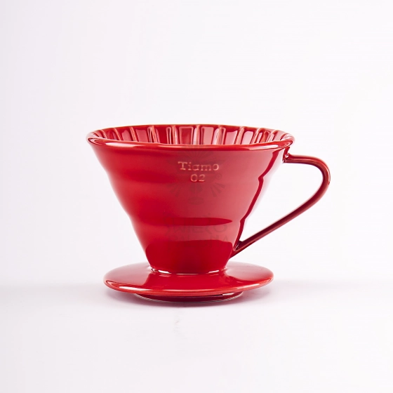TIAMO Coffee Dripper Ceramic V01/V02 1-4 filiżanki kolor czerwony