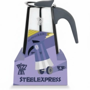 Pezzetti Steelexpress kawiarka stalowa na indukcję pojemność 6 tz / 300 ml kolor srebrna