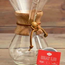 Zestaw Chemex na 6 filiżanek uchwyt drewniany i przykrywka Able Heat Lid kolor biały