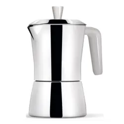 Giannini TUA kawiarka stalowa na indukcję pojemność 6 tz / 300 ml kolor srebrna kolor rączki biały