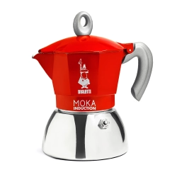 Bialetti New Moka Induction kawiarka stalowa na indukcję pojemność 2 tz / 100 ml kolor czerwona