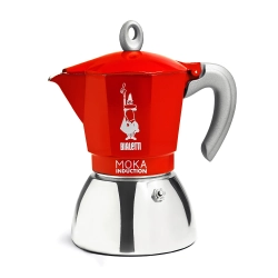 Bialetti New Moka Induction kawiarka stalowa na indukcję pojemność 6 tz / 280 ml kolor czerwona