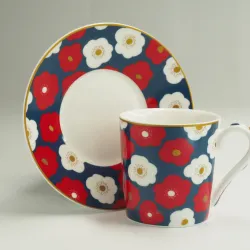 OUTLET Coffeemania Flower Power Blue filiżanka espresso wzór 3 pojemność 100 ml