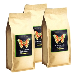 Wieczorne Espresso Colombia Sugar Cane Decaf kawa ziarnista bezkofeinowa waga 3kg zestaw 3x 1kg