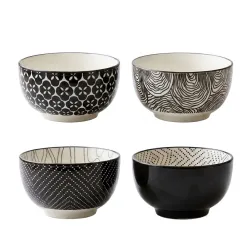 Bredemeijer Pucheng czarki ceramiczne 4 sztuki czarno-białe