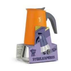 Pezzetti Steelexpress kawiarka stalowa na indukcję pojemność 10 tz / 500 ml kolor pomarańczowa