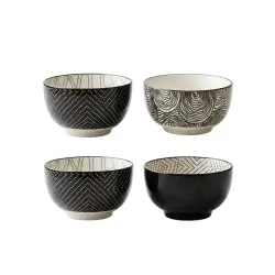OUTLET Bredemeijer Pucheng czarki ceramiczne 4 sztuki czarno-białe