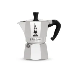 Bialetti Moka Express 2 tz – aluminiowa kawiarka z logo Bialetti, widok z przodu
