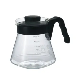 Hario V60 Coffee Server 700 ml – szklany dzbanek z czarną pokrywką i podziałką, rozmiar 02