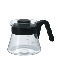 Hario V60 Coffee Server 450 ml – szklany dzbanek z czarną pokrywką i podziałką, rozmiar 01
