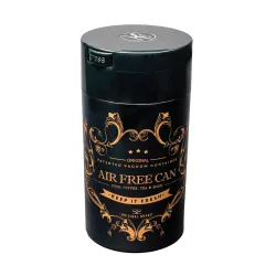 Pojemnik próżniowy Air Free Can 500 g czarny – pojemnik z folią na wieczku, widok z góry pod kątem