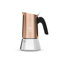 Bialetti New Venus miedziana 2 tz – kawiarka w kolorze miedzi ze stalową podstawą, widok z boku