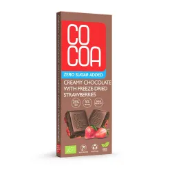 COCOA Czekolada creamy z truskawkami BIO 40 g – tabliczka w opakowaniu, przód