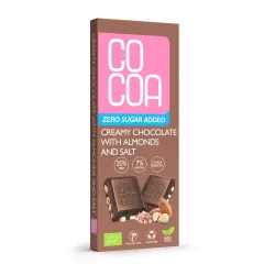 COCOA Czekolada creamy z migdałami i solą BIO 40 g – tabliczka w opakowaniu, przód