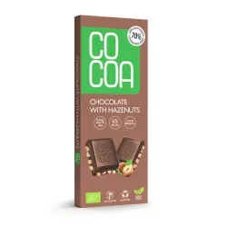 COCOA Czekolada z orzechami laskowymi BIO 40 g – tabliczka w opakowaniu, przód