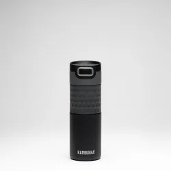 Kambukka Etna Grip Black Steel 500 ml – czarny kubek z teksturowanym uchwytem, przód
