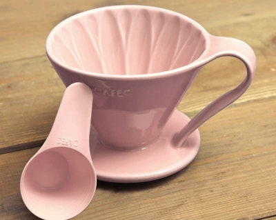 CAFEC Dripper ceramiczny Arita Flower pojemność 1 filiżanka kolor różowy materiał ceramika