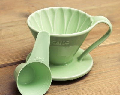 CAFEC Dripper ceramiczny Arita Flower pojemność 1 filiżanka kolor zielony materiał ceramika