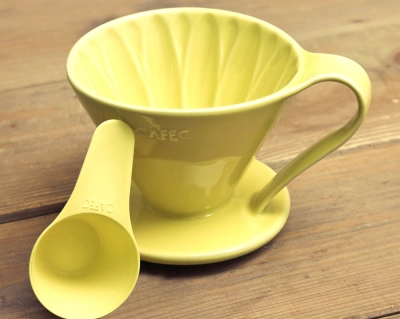 CAFEC Dripper ceramiczny Arita Flower pojemność 1 filiżanka kolor żółty materiał ceramika