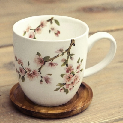 Sakura kubek 350ml z drewnianym spodkiem - zdjęcie 2