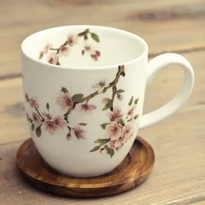 Sakura kubek z drewnianym spodkiem pojemność 350 ml - zdjęcie 2