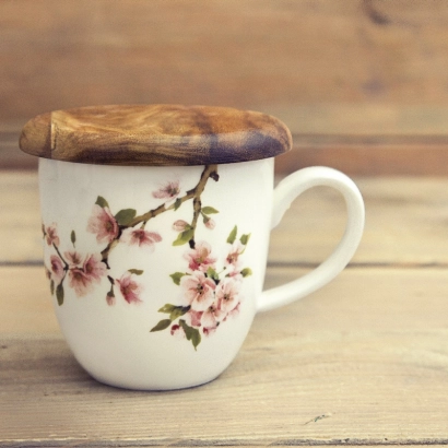 Sakura kubek 350ml z drewnianym spodkiem - zdjęcie 3