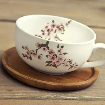 Sakura filiżanka z drewnianym spodkiem pojemność 250 ml - zdjęcie 2