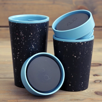 Zestaw dwóch kubków Circular Cup różnych rozmiarów kolor czarno-błękitne - miniatura 2