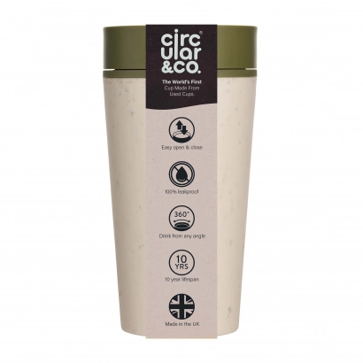 Kubek Circular Cup 340 ml kolor kremowo - zielony - zdjęcie 1