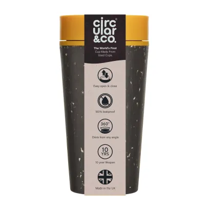 Kubek Circular Cup 340ml czarno - żółty - zdjęcie 3