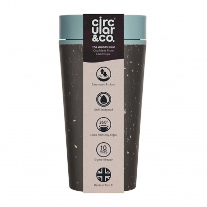 Kubek Circular Cup 340 ml kolor czarno - błękitny - zdjęcie 1