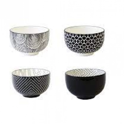 Bredemeijer Pucheng czarki ceramiczne 4 sztuki kolor czarno-białe - zdjęcie 1
