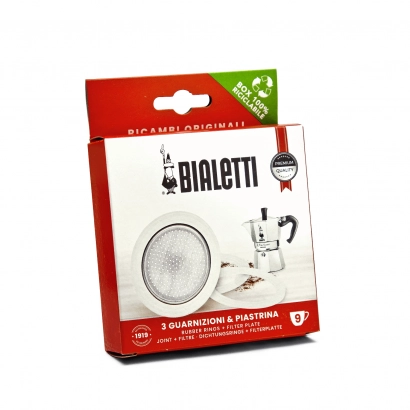 Uszczelki + sitko do kawiarek alu. Bialetti pojemność 9 espresso - miniatura 1