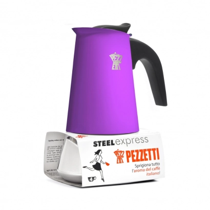 Pezzetti Steelexpress kawiarka stalowa na indukcję pojemność 4 tz / 200 ml kolor fioletowa - zdjęcie 1