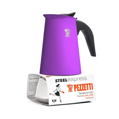 Pezzetti Steelexpress kawiarka stalowa na indukcję pojemność 6 filiżanek espresso kolor fioletowa - zdjęcie 1