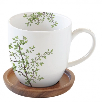 Natura kubek 350ml z drewnianym spodkiem - zdjęcie 1