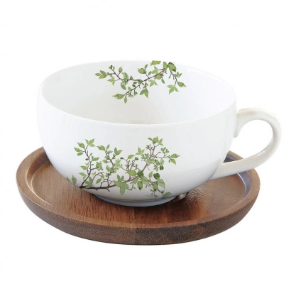 Natura filiżanka 250ml z drewnianym spodkiem - zdjęcie 1