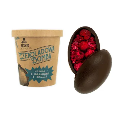 Beskid Chocolate Czekoladowa Bomba Jajo ciemna z malinami i chili 45 g - miniatura 2