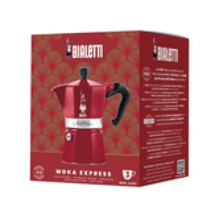 Bialetti Moka Express Deco Glamour pojemność 3 espresso kolor czerwona - miniatura 2