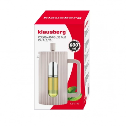Klausberg French press zaparzacz do kawy i herbaty pojemność 600ml kolor beżowy - miniatura 2