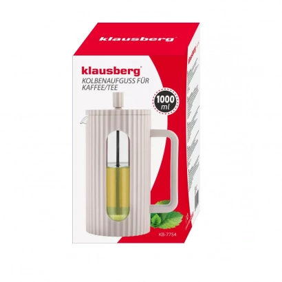 Klausberg French press zaparzacz do kawy i herbaty pojemność 1l kolor beżowy - miniatura 2