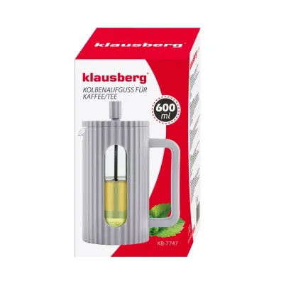 Klausberg French press zaparzacz do kawy i herbaty pojemność 600 ml kolor szary - miniatura 2