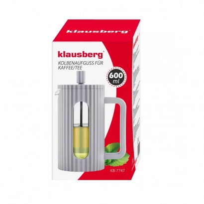Klausberg French press zaparzacz do kawy i herbaty pojemność 600ml kolor szary - miniatura 2