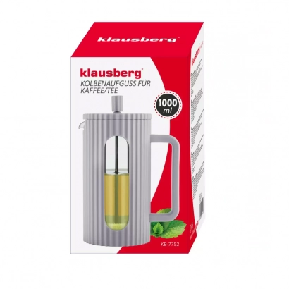 Klausberg French press zaparzacz do kawy i herbaty pojemność 1l kolor szary - miniatura 2
