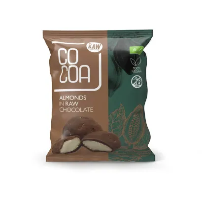 COCOA Migdały w surowej czekoladzie BIO waga 70 g - miniatura 1