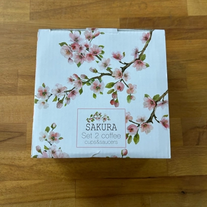 OUTLET Sakura zestaw 2 filiżanek 100ml z drewnianymi spodkami - miniatura 1