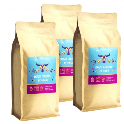 Brazil Cerrado Natural kawa ziarnista waga 3kg zestaw 3x 1kg - miniatura 1
